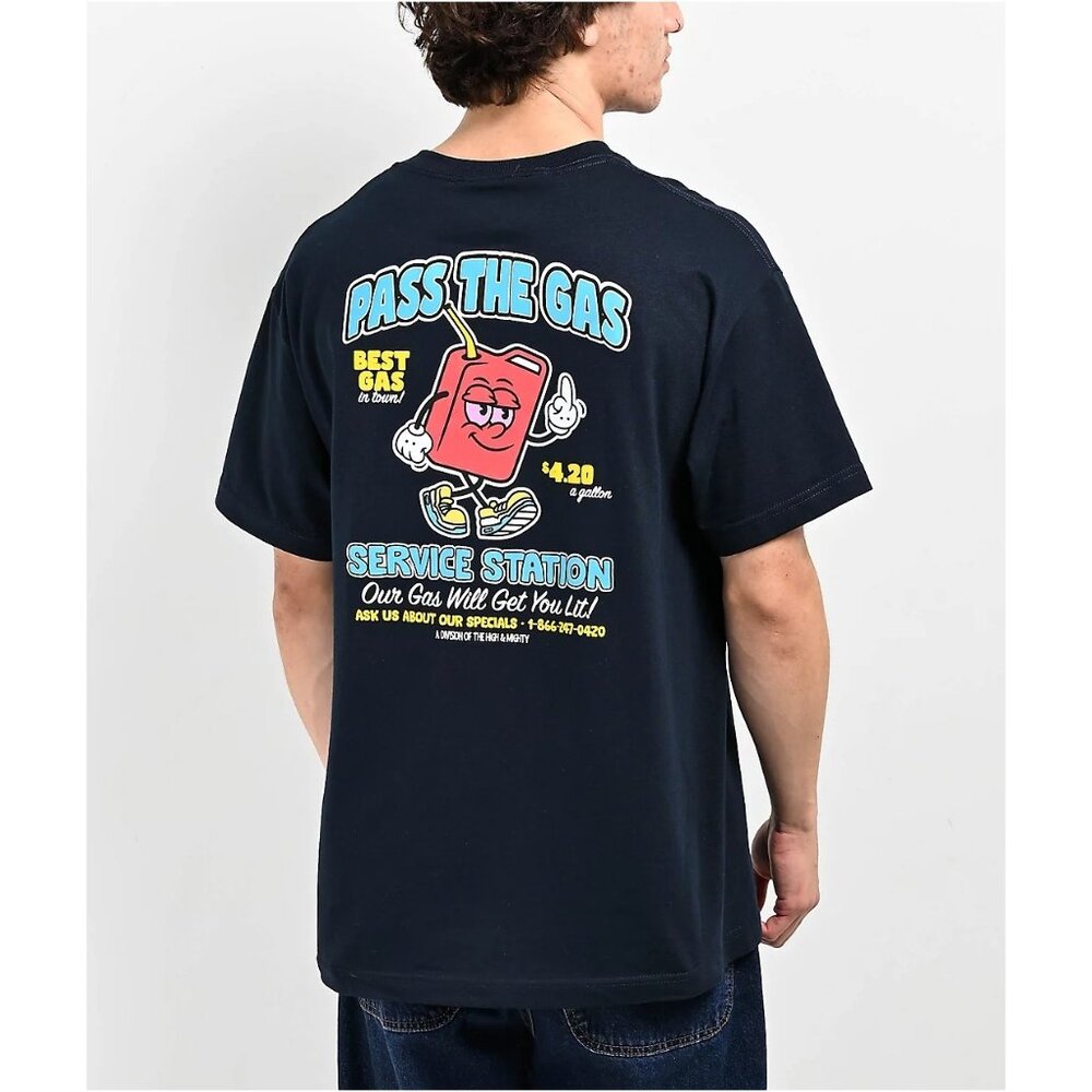 High &‎ Mighty Gas Navy T-Shirt In Navy Size Medium